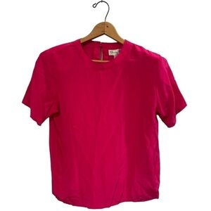 Vintage Oscar de la Renta Expressions Hot Pink 100% Silk Blouse M